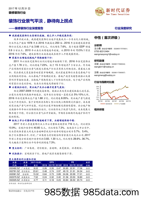 装修装饰行业深度报告：装饰行业景气平淡，静待向上拐点_新时代证券