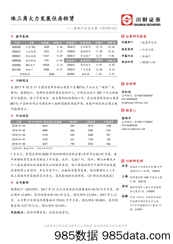 房地产行业日报：珠三角大力发展住房租赁_川财证券