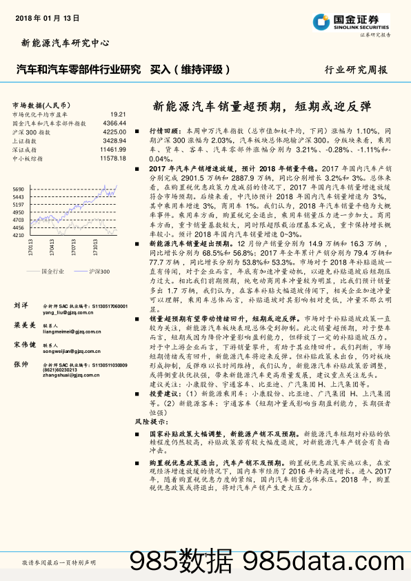 汽车和汽车零部件行业研究周报：新能源汽车销量超预期，短期或迎反弹_国金证券