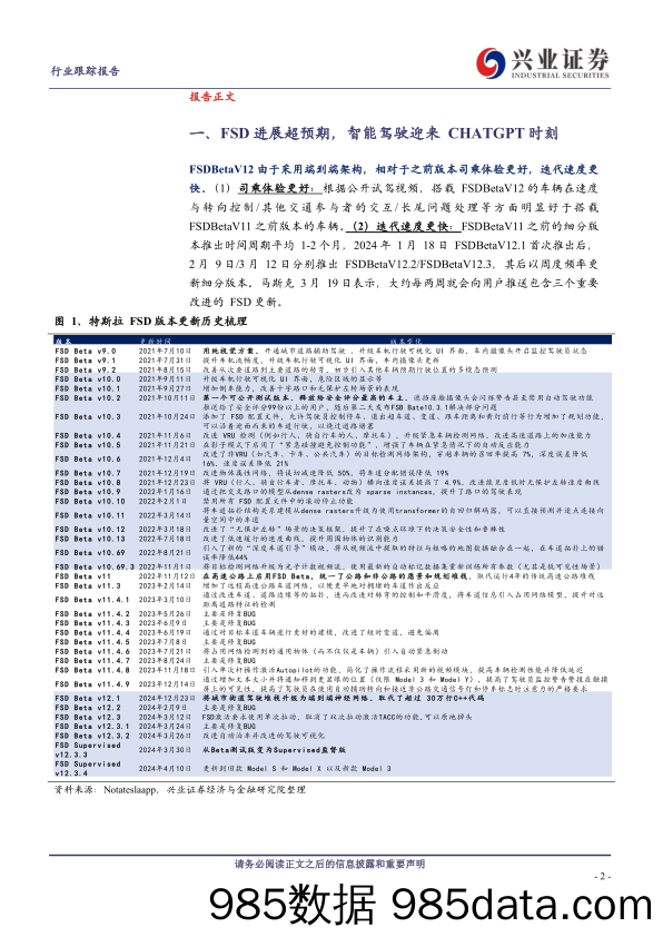 汽车行业：FSD进展超预期，智能驾驶拐点将至-240417-兴业证券插图1