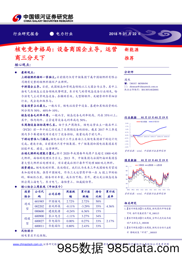 电力行业：核电竞争格局：设备商国企主导，运营商三分天下_中国银河