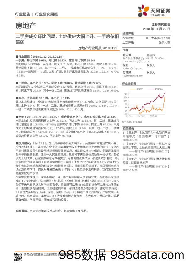 房地产行业周报：二手房成交环比回暖、土地供应大幅上升、一手房依旧偏弱_天风证券