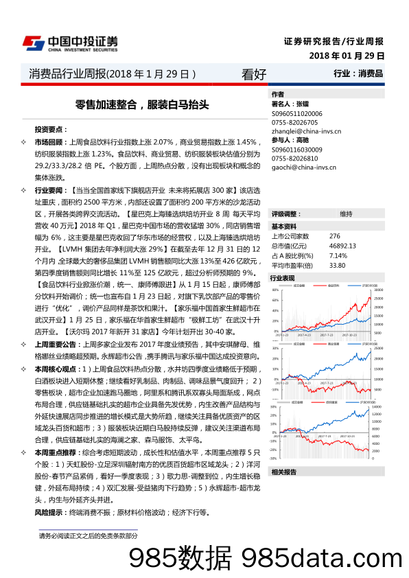 消费品行业周报：零售加速整合，服装白马抬头_中投证券