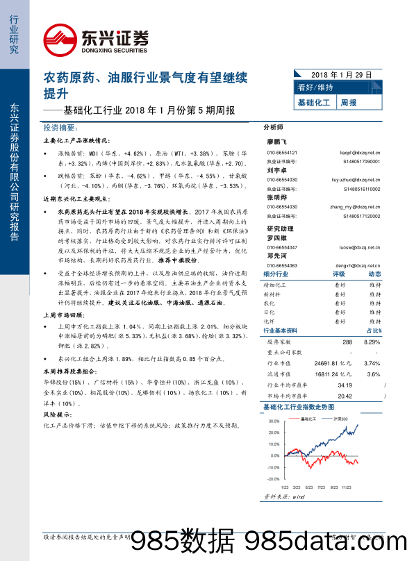 基础化工行业周报：农药原药、油服行业景气度有望继续提升_东兴证券