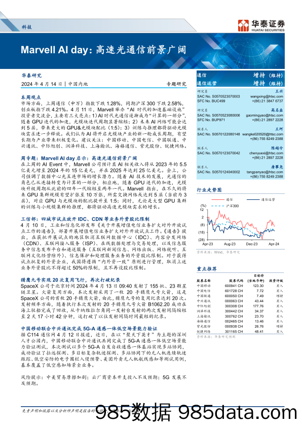 科技行业专题研究-Marvell+AI+day：高速光通信前景广阔-240414-华泰证券