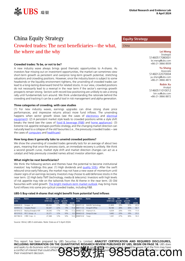 UBS Equities-China Equity Strategy _Crowded trades The next beneficiarie...-107450855