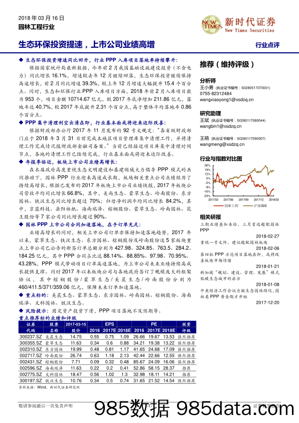 园林工程行业点评：生态环保投资提速，上市公司业绩高增_新时代证券