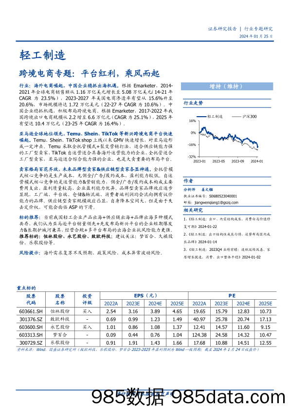 轻工制造：跨境电商专题：平台红利，乘风而起-20240125-国盛证券