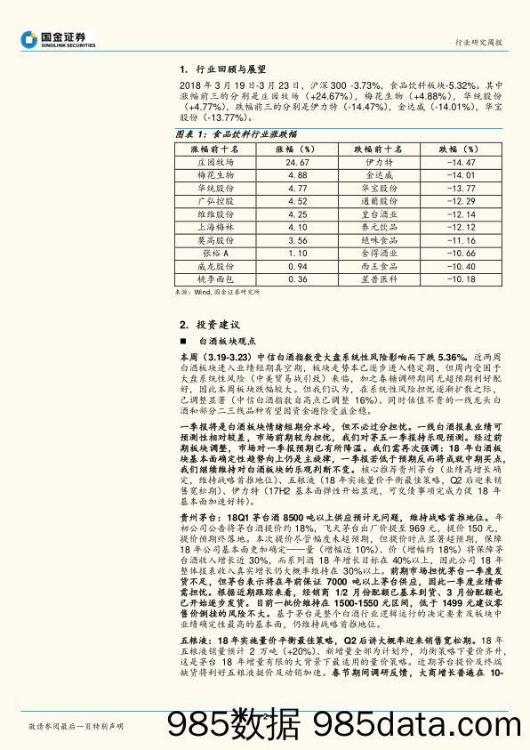 食品饮料行业研究周报：系统性风险担忧来临，低估值蓝筹或受益避险_国金证券插图1