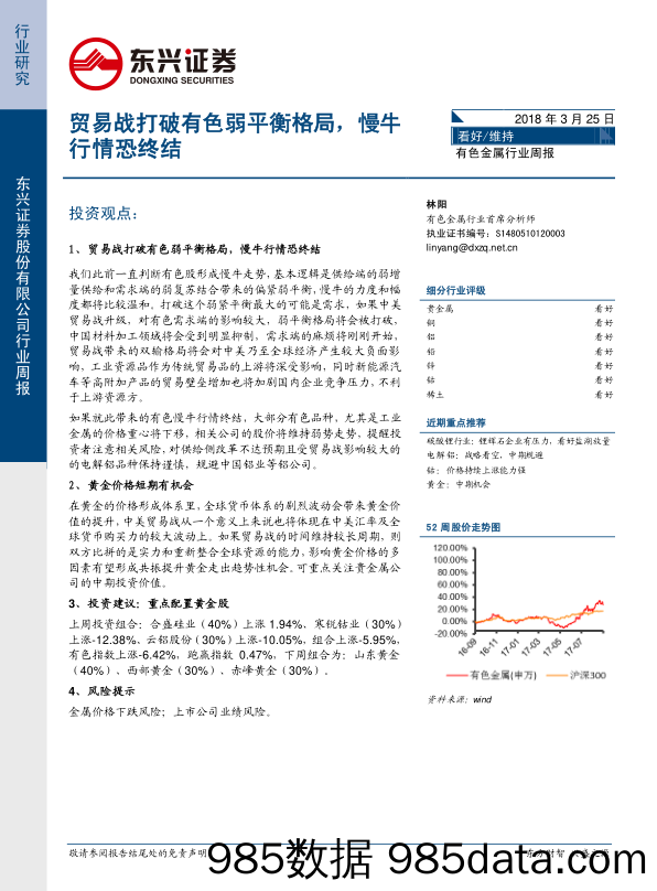 有色金属行业周报：贸易战打破有色弱平衡格局，慢牛行情恐终结_东兴证券