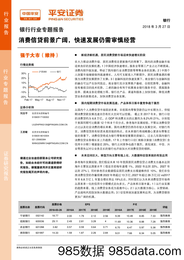 银行行业专题报告：消费信贷前景广阔，快速发展仍需审慎经营_平安证券插图