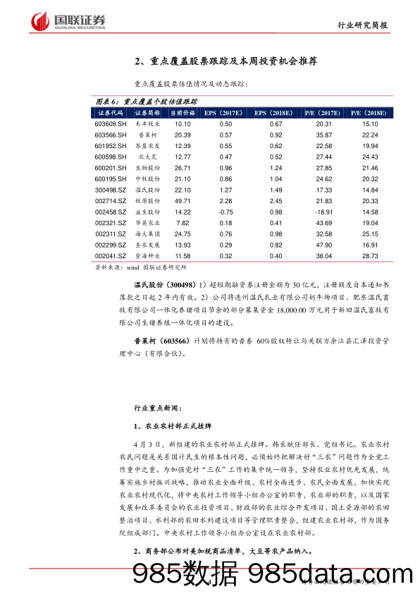 农林牧渔行业2018年第13期：中美贸易摩擦催化主体投资机会_国联证券插图3