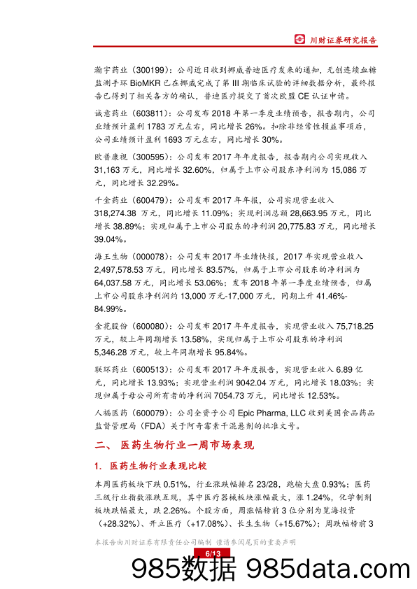 医药生物行业周报：板块迎来调整，积极布局医药分销_川财证券插图5