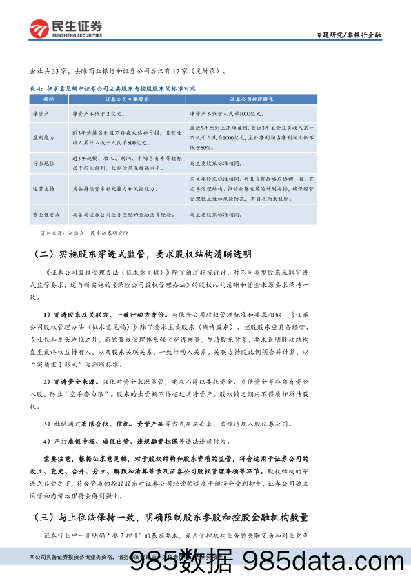 《证券公司股权管理办法》的制度分析：股权管理提高控制门槛，集中优势资源推动机构发展_民生证券插图5