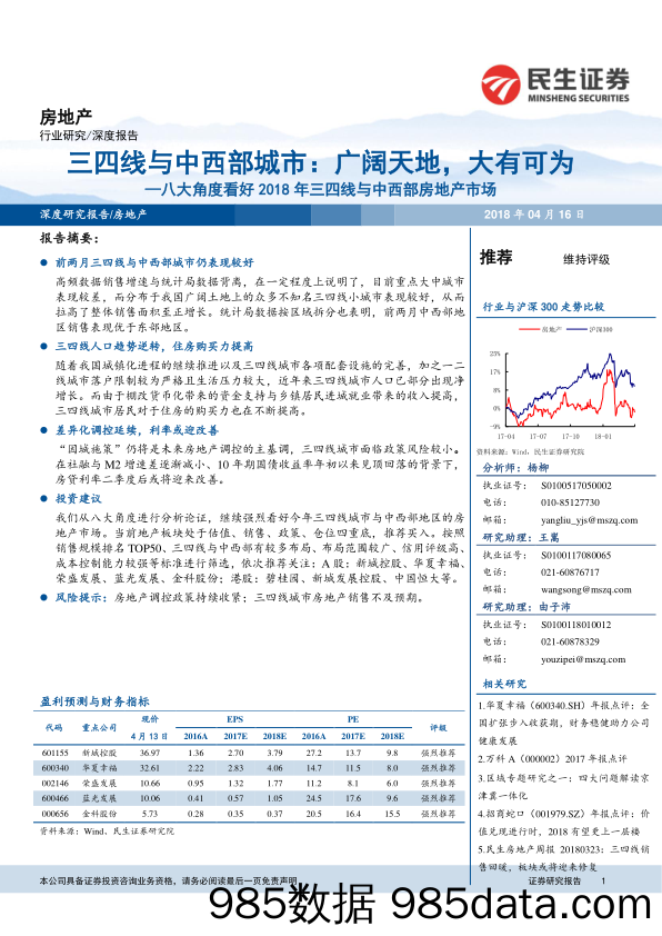 房地产：八大角度看好2018年三四线与中西部房地产市场-三四线与中西部城市：广阔天地，大有可为_民生证券