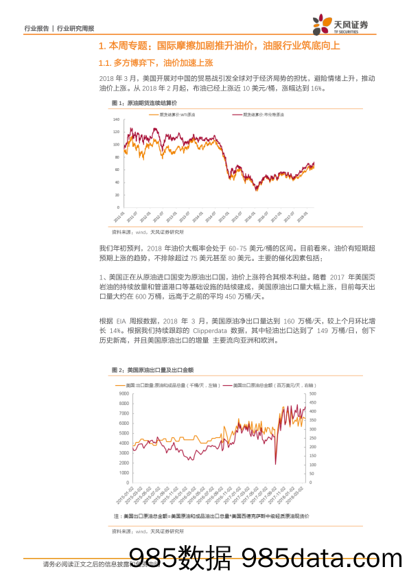 机械设备行业研究周报：国际摩擦加剧推升油价，油服行业筑底向上_天风证券插图1