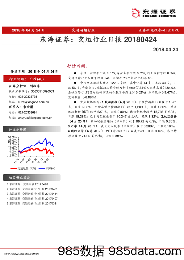 交通运输行业日报_东海证券