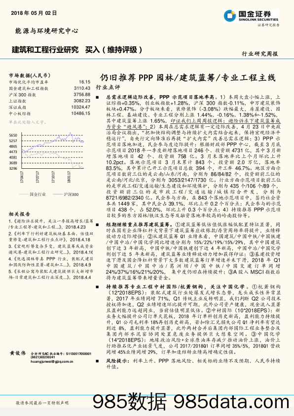 建筑和工程行业研究周报：仍旧推荐PPP园林 建筑蓝筹 专业工程主线_国金证券