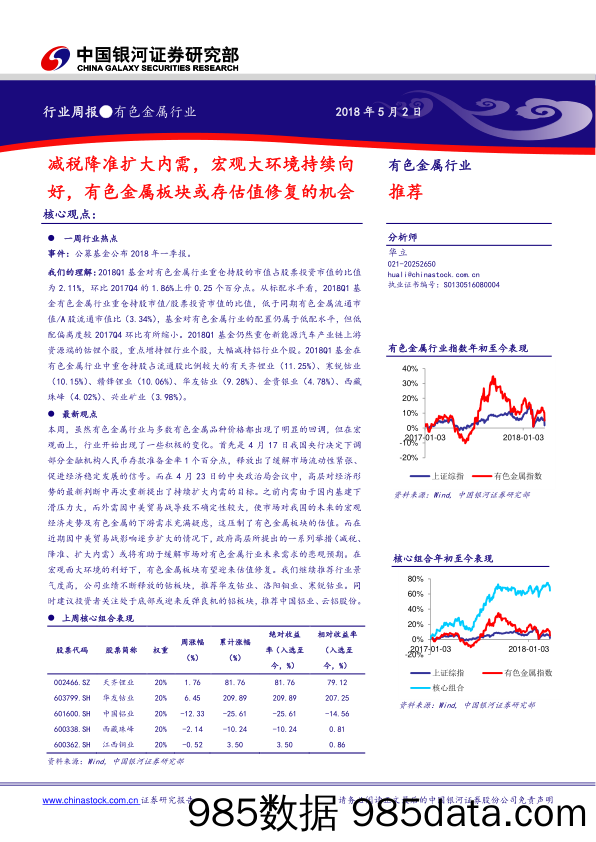 有色金属行业周报：减税降准扩大内需，宏观大环境持续向好，有色金属板块或存估值修复的机会_中国银河