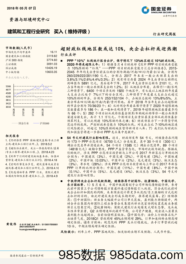 建筑和工程行业研究周报：超财政红线地区数或达10%，央企去杠杆或迎热潮_国金证券