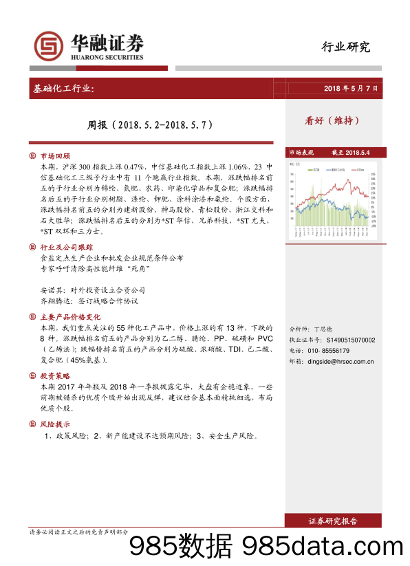 基础化工行业：周报_华融证券