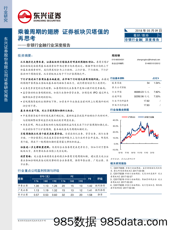 非银行金融行业深度报告：乘着周期的翅膀 证券板块贝塔值的再思考_东兴证券