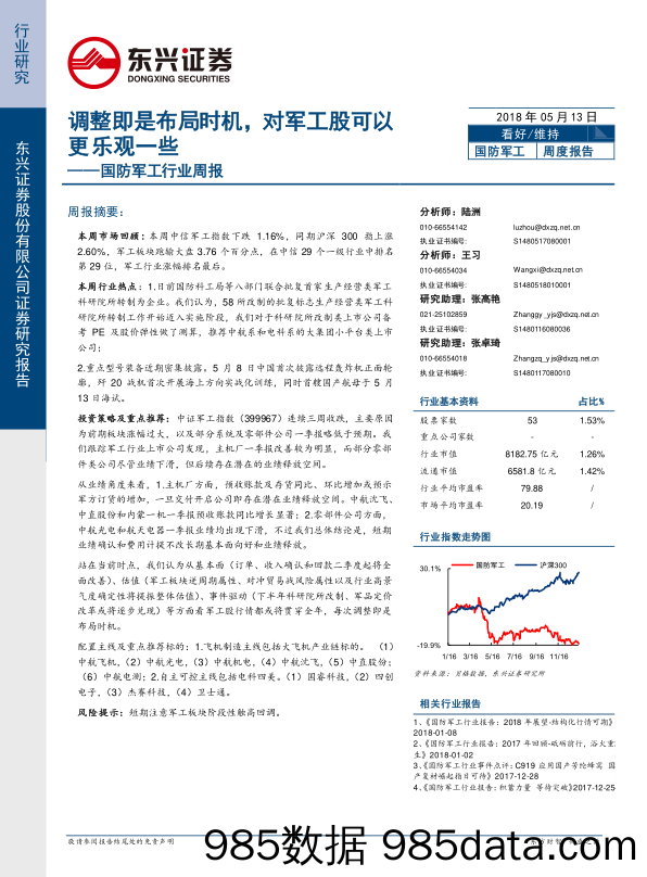 国防军工行业周报：调整即是布局时机，对军工股可以更乐观一些_东兴证券