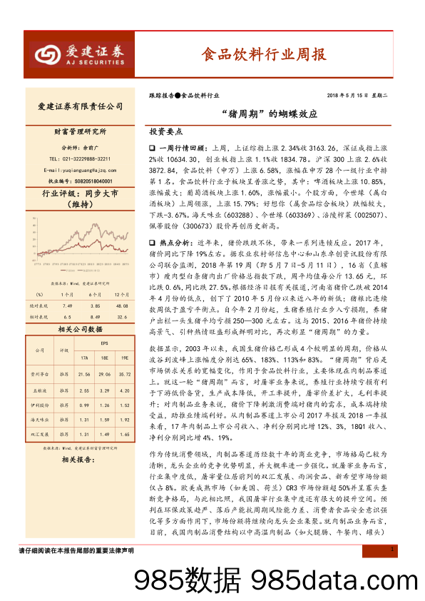 食品饮料行业周报：“猪周期”的蝴蝶效应_爱建证券