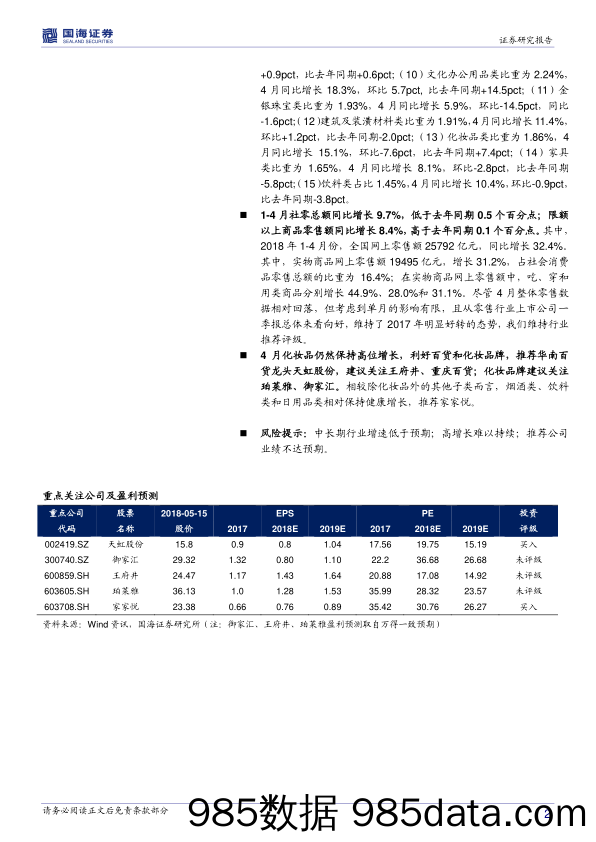 商业贸易行业4月零售数据点评报告：4月社零增长9.4%，化妆品保持高位增速_国海证券插图1