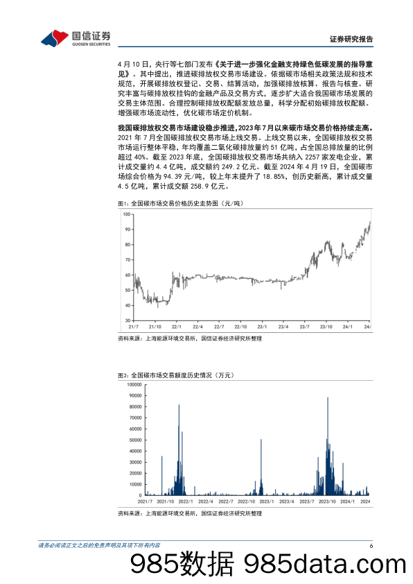 公用环保202404第3期：一季度用电量2.3万亿kWh(%2b9.8%25)，碳市场价格持续走高-240422-国信证券插图5