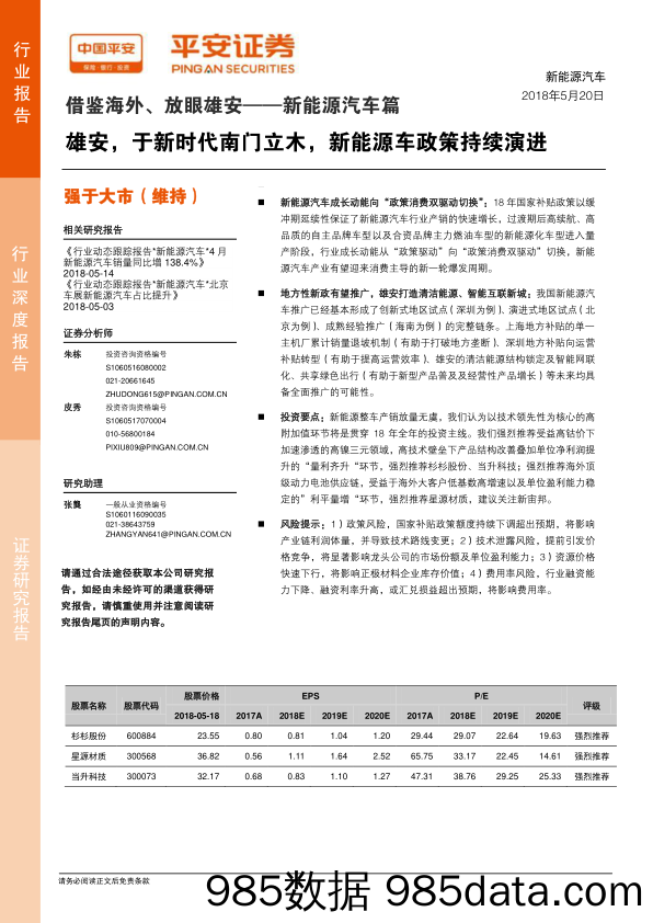 借鉴海外、放眼雄安——新能源汽车篇：雄安，于新时代南门立木，新能源车政策持续演进_平安证券