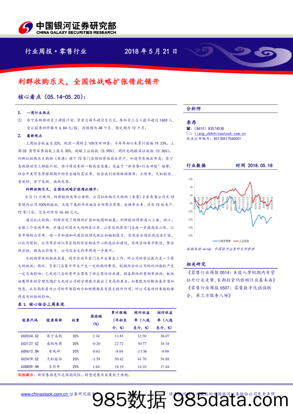 零售行业周报：利群收购乐天，全国性战略扩张借此铺开_中国银河