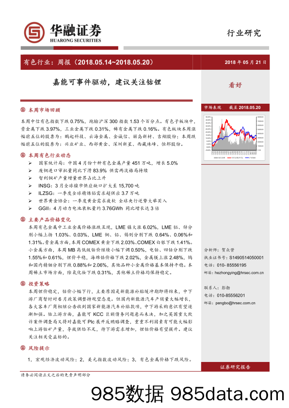 有色行业周报：嘉能可事件驱动，建议关注钴锂_华融证券