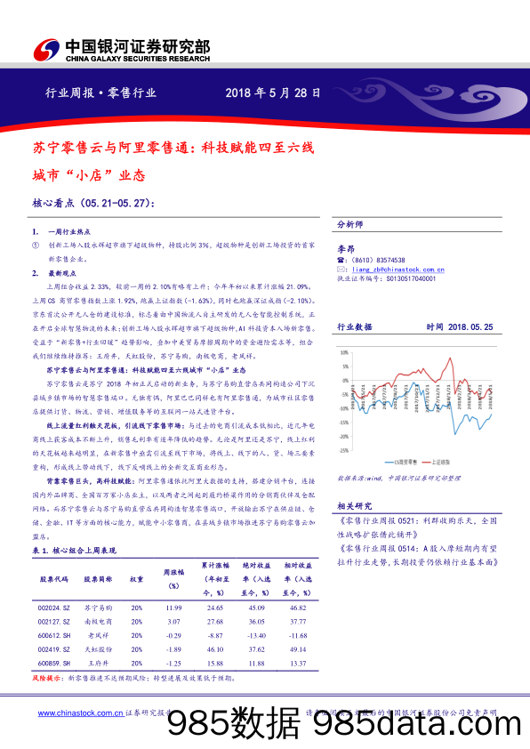 零售行业周报：苏宁零售云与阿里零售通：科技赋能四至六线城市“小店”业态_中国银河