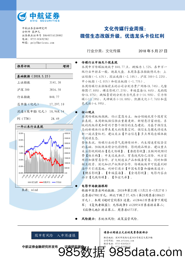 文化传媒行业周报：微信生态改版升级，优选龙头卡位红利_中航证券