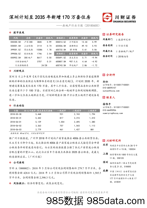 房地产行业日报：深圳计划至2035年新增170万套住房_川财证券