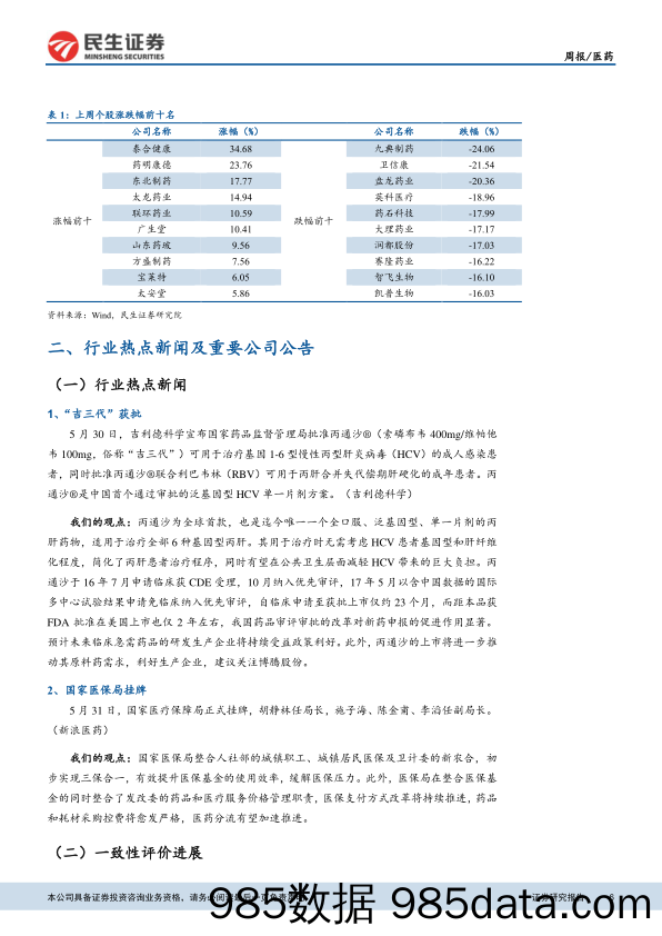 医药行业周报：市场震荡调整，看好优质标的可持续成长性_民生证券插图5