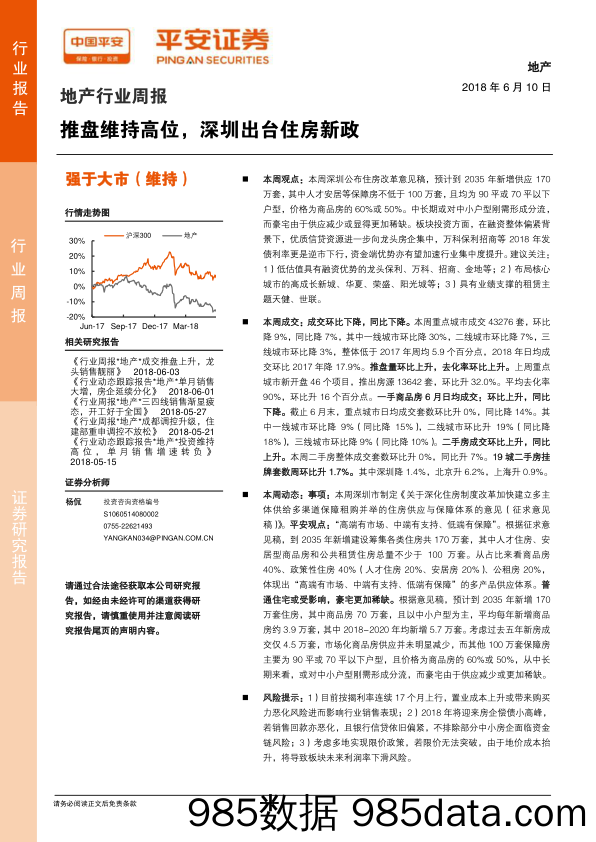 地产行业周报：推盘维持高位，深圳出台住房新政_平安证券