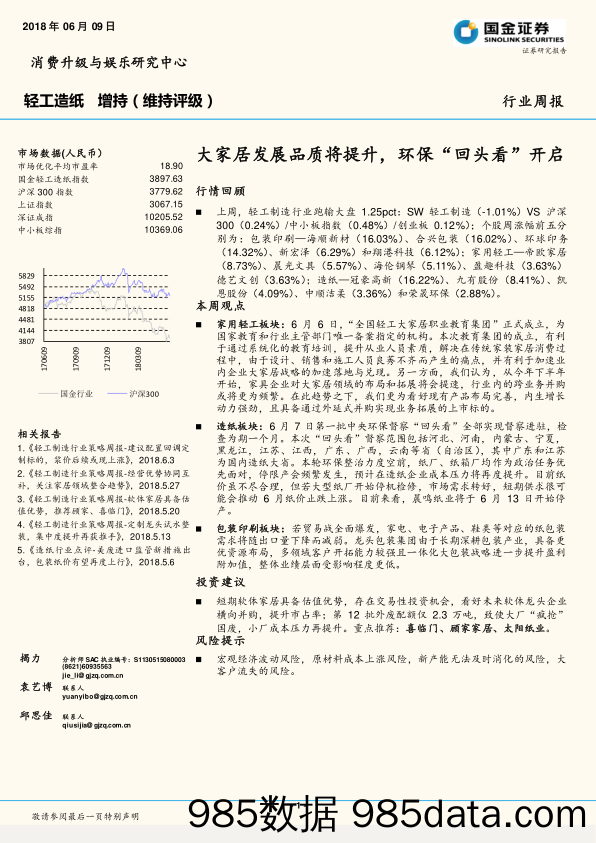 轻工造纸行业周报：大家居发展品质将提升，环保“回头看”开启_国金证券