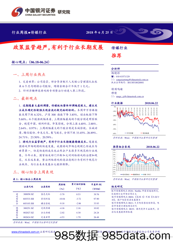 传媒行业周报：政策监管趋严，有利于行业长期发展_中国银河