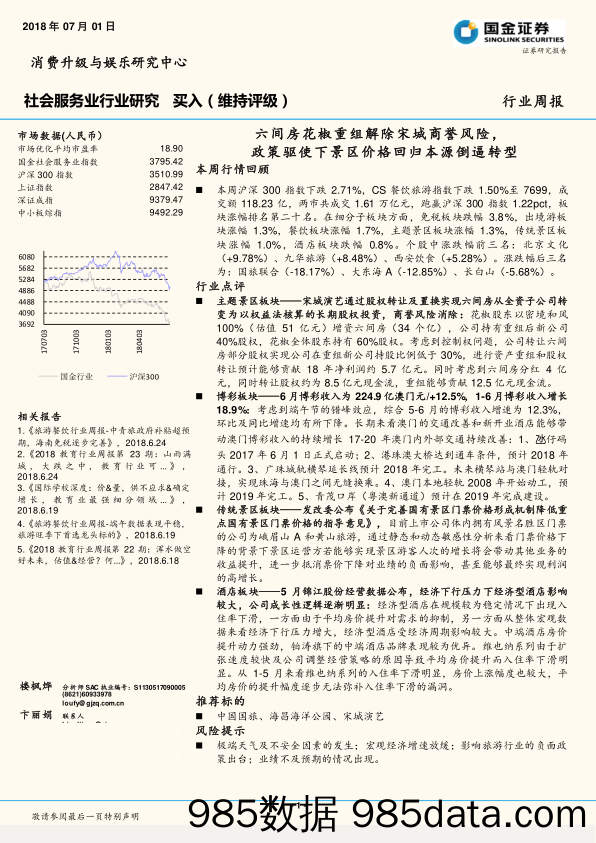 社会服务业行业研究：六间房花椒重组解除宋城商誉风险，政策驱使下景区价格回归本源倒逼转型_国金证券