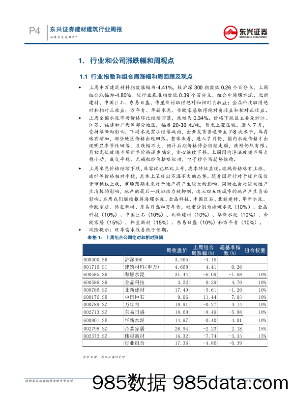 建材行业周报：估值杀还是双杀？_东兴证券插图3