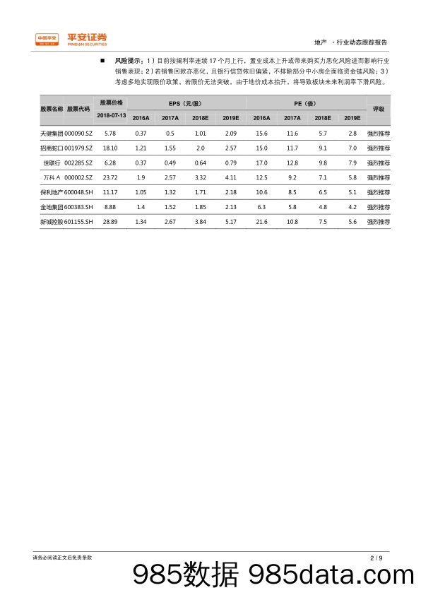 地产行业2018年中报前瞻：主流房企稳健，业绩锁定度高_平安证券插图1