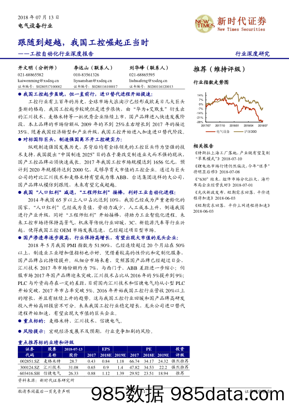 工控自动化行业深度报告：跟随到超越，我国工控崛起正当时_新时代证券