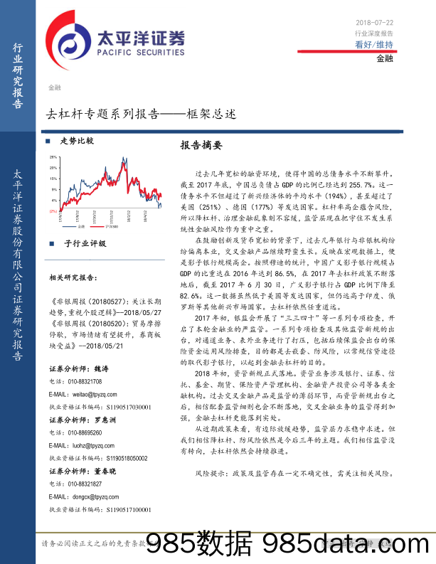 金融：去杠杆专题系列报告——框架总述_太平洋