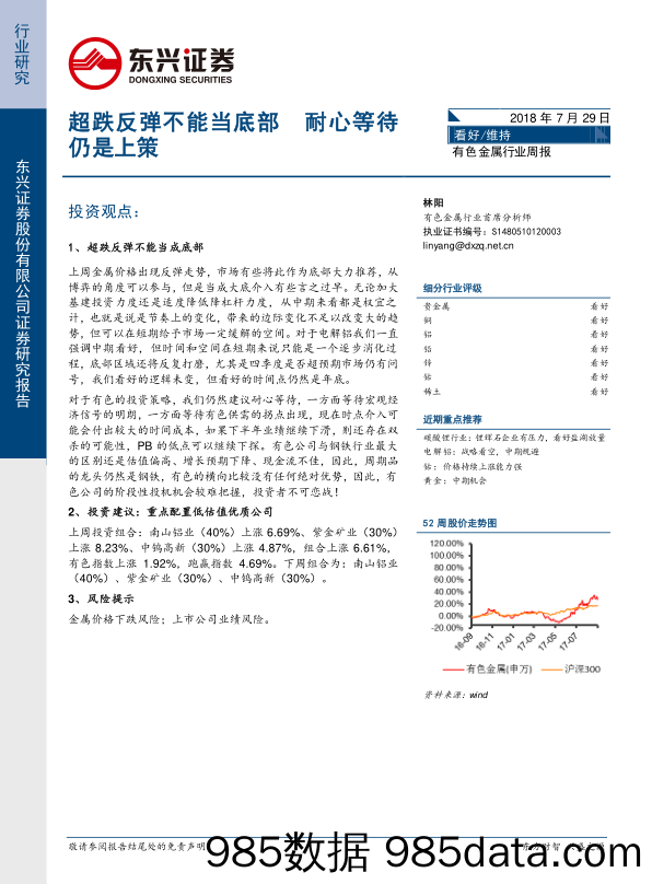 有色金属行业周报：超跌反弹不能当底部 耐心等待仍是上策_东兴证券