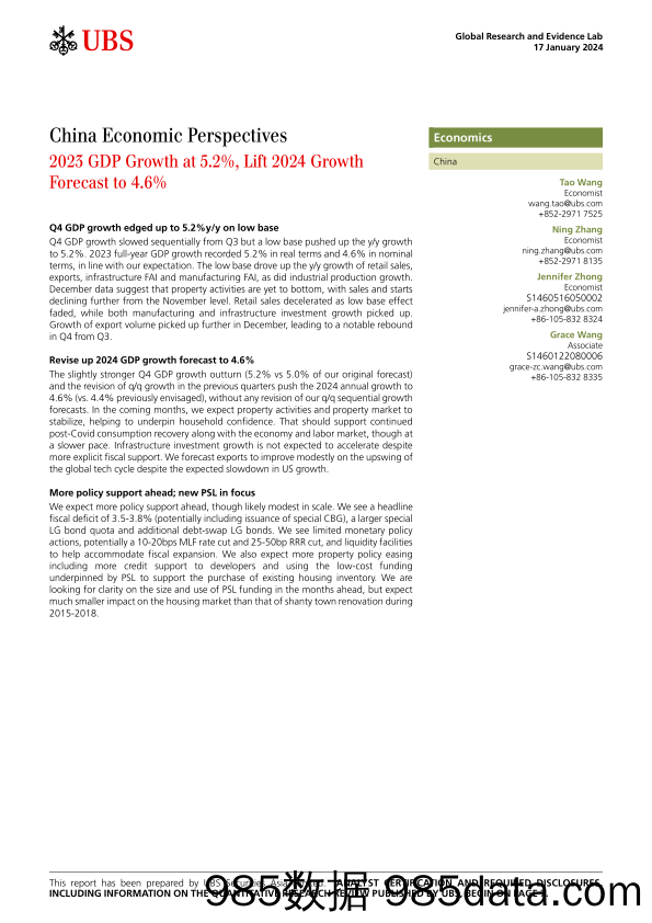 UBS Economics-China Economic Perspectives _2023 GDP Growth at 5.2, Lift 2...-105989793