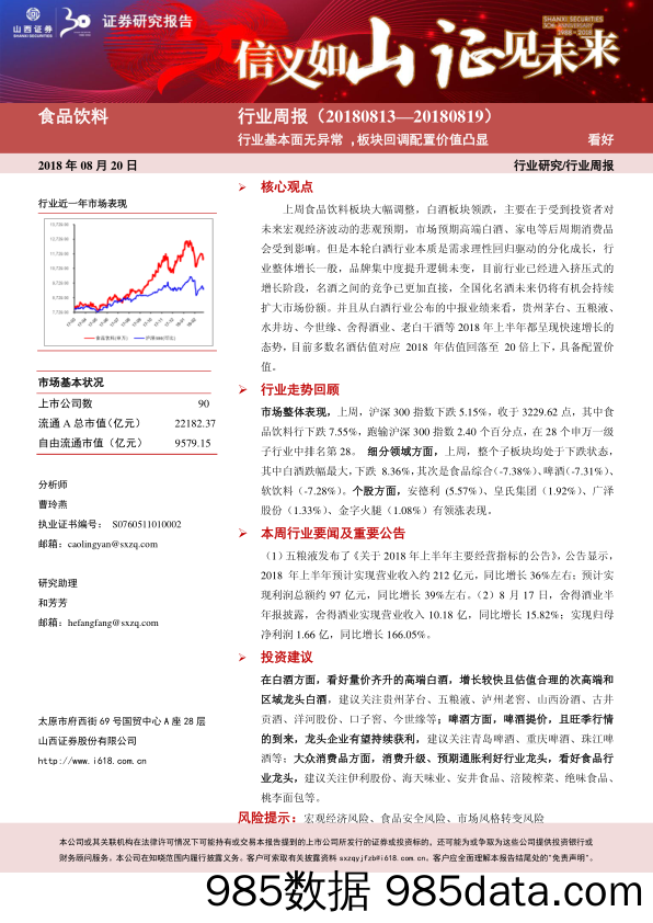 食品饮料行业周报：行业基本面无异常，板块回调配置价值凸显_山西证券