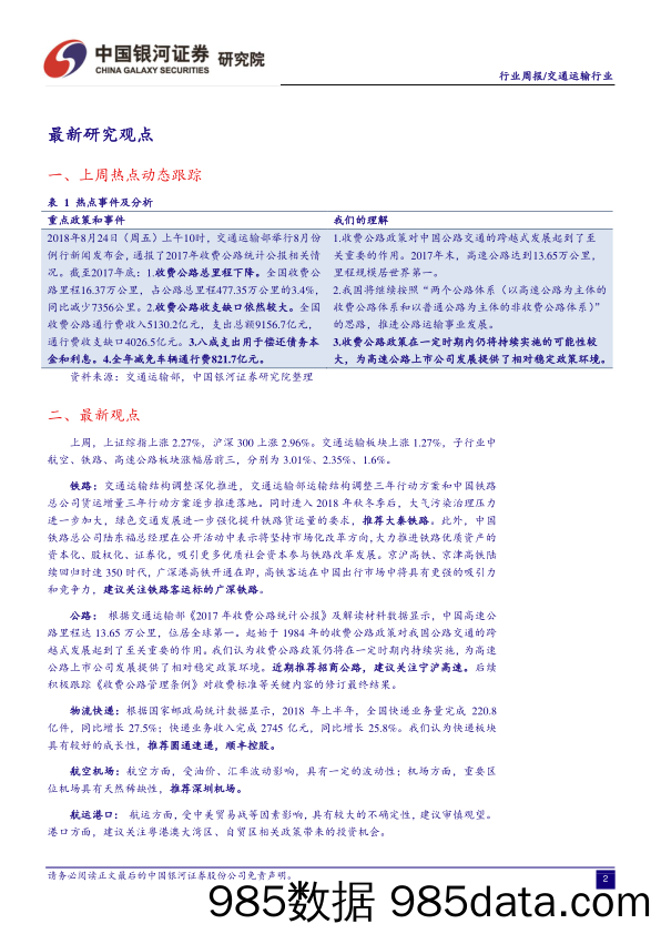 交通运输行业周报：收费公路政策支撑中国实现全球第一大规模高速公路网_中国银河插图2