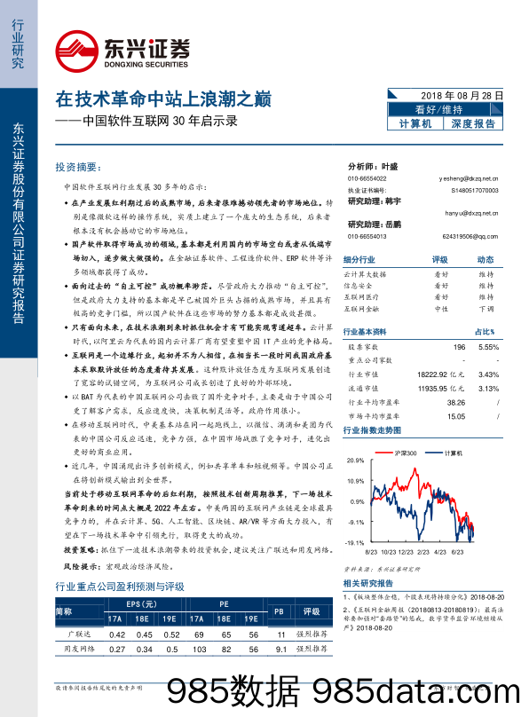 中国软件互联网30年启示录：在技术革命中站上浪潮之巅_东兴证券